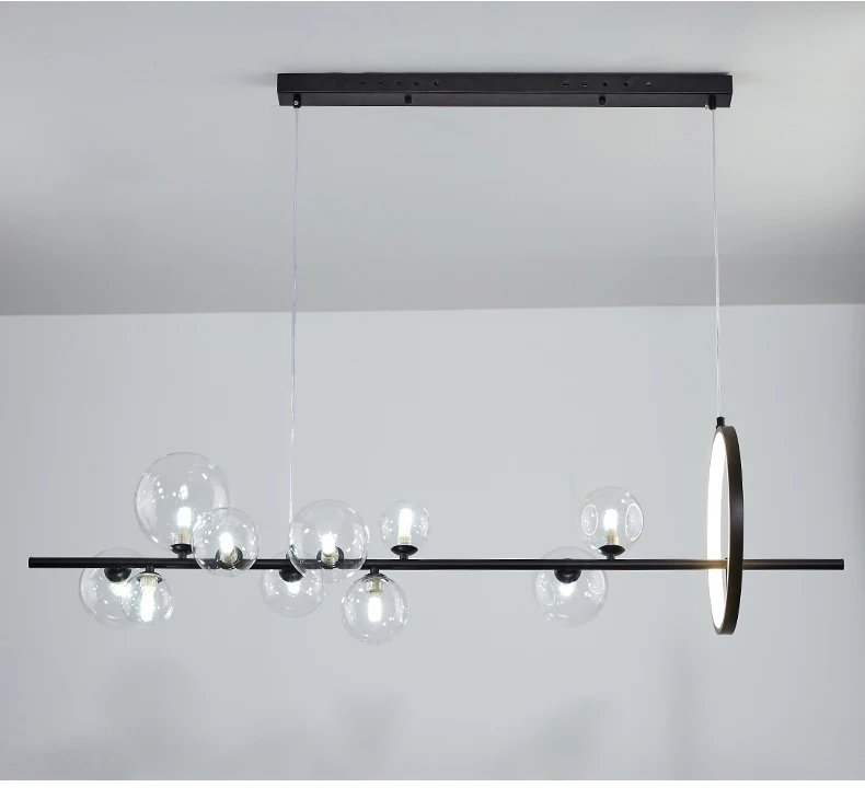 Black LED Chandelier Modern for Living Room Dining Table Bar Industrial Glass Ball Ceiling Pendant Lamp Shop Kitchen Lighting home depot chandeliers