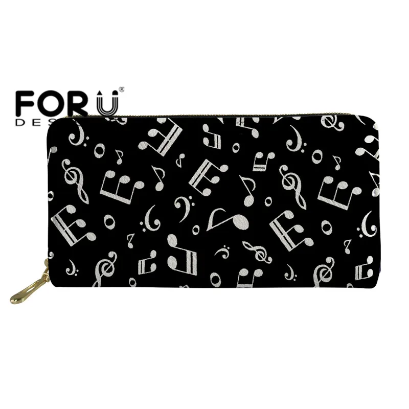 Женский Длинный клатч FORUDESIGNS с принтом музыкальных нот кошельки женская модная