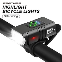 t6 led bicycle light front usb rechargeable power display mtb bicycle headlight mountain road bike front lamp cycling equipment