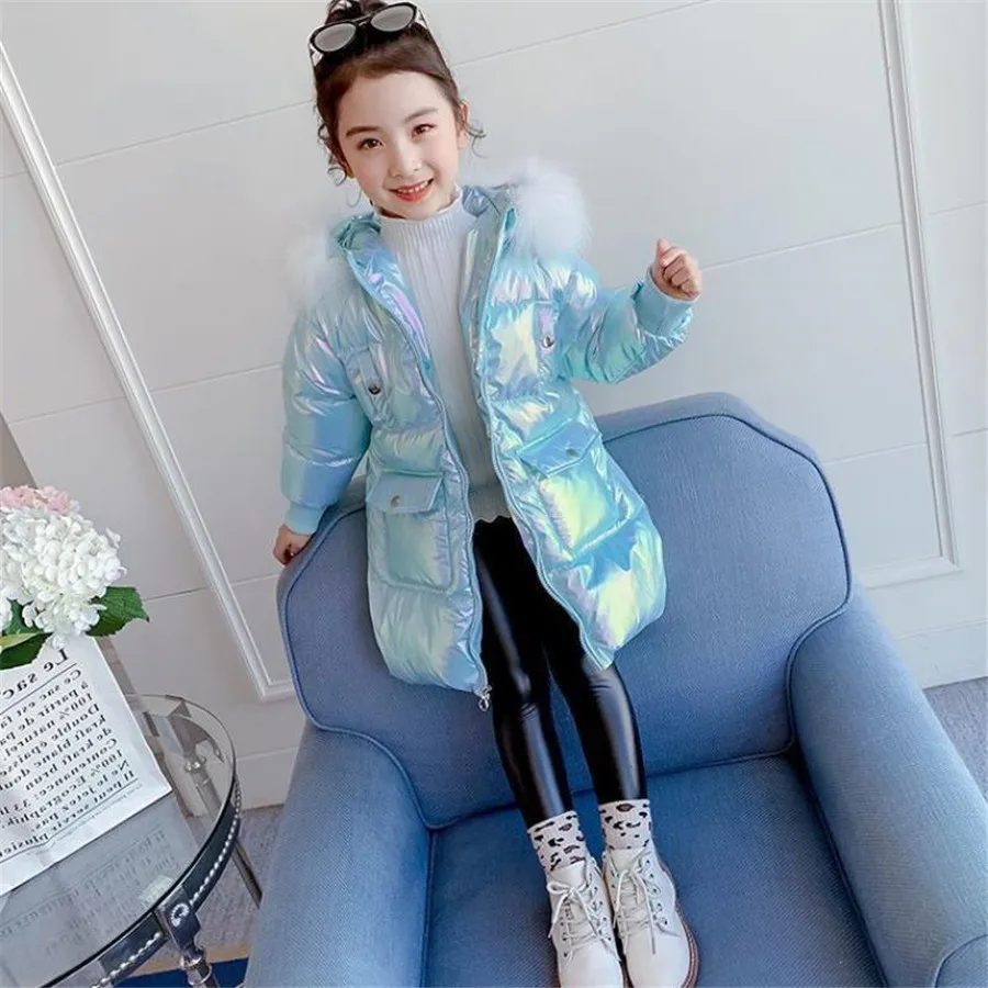 2020 Новые Девушки с длинным стеганая куртка детское зимнее пальто детская теплая