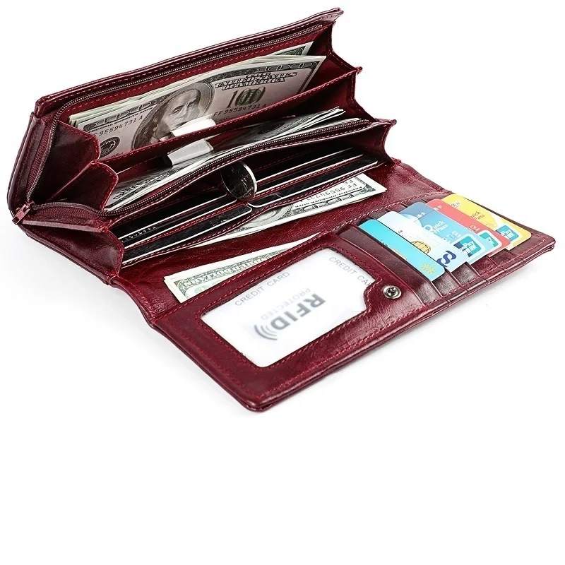 Long Clutch Wallets for Women Coin Purse Phone Pocket Genuine Leather Female Wallet Card Holder Money Bag Carteira