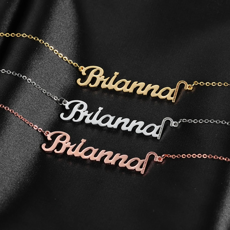 New Custom Personalized Name Necklace Stainless Steel Link Crutch Creativity Necklaces Collar Jewelry For Women Christmas Gift