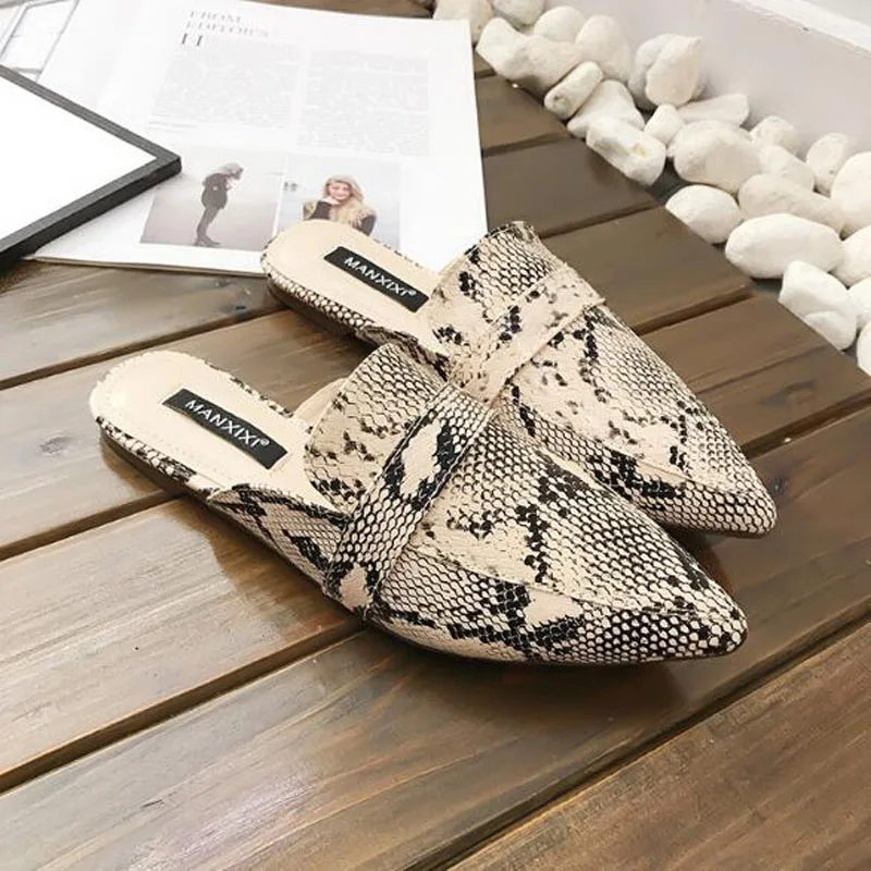 

OKKDEY 2020 Spring/Autumn Sexy Leopard Flocked Slides Woman Flat Shoes Slip On Loafers Mules Flip Flops Woman Slipper