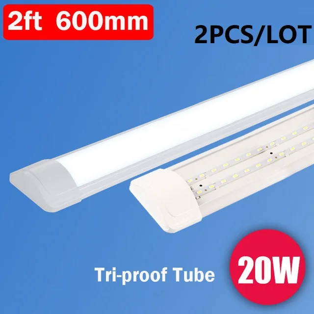 60CM 20W 2P Яркость Светодиодная трубка Лампа 220V 230V 240V T5 люминесцентный свет трехпробиваемая трубка 2ft 4ft Внутреннее освещение супер 20W 30W 40W лампа - Испускаемый цвет: 60CM 20W 2P