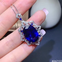 kjjeaxcmy fine jewelry 925 sterling silver inlaid sapphire womens exquisite classic flower large gem pendant necklace support d