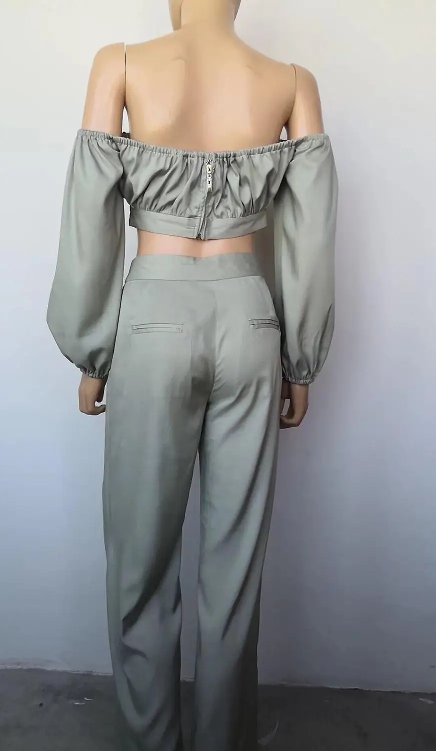 

2019 NEW Women grey slash neck off shoulder Jumpsuit long sleeve Bandage Knitted Bodysuit jumpsuits wholesale