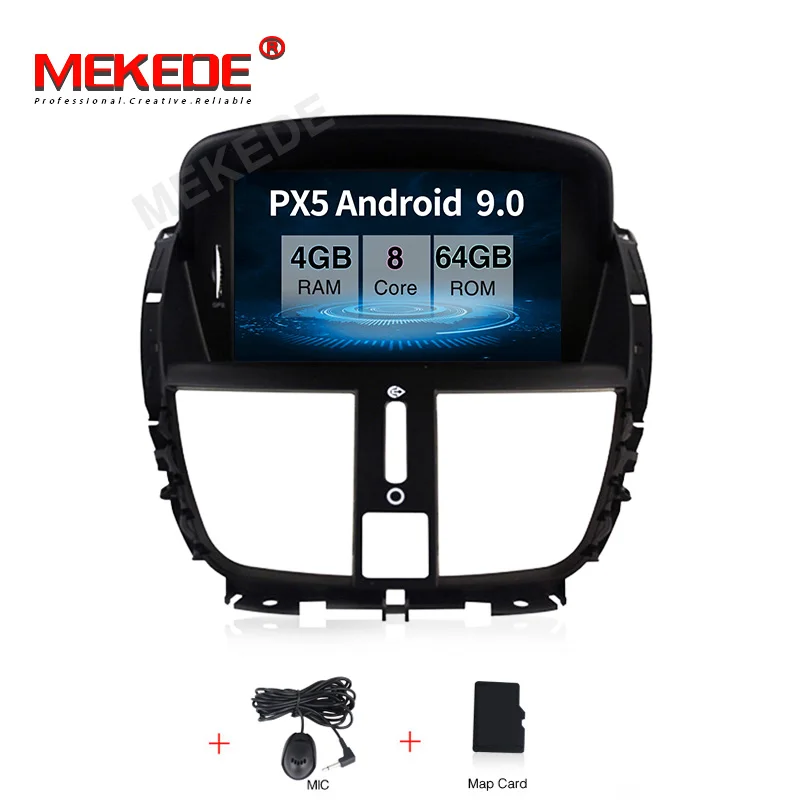 1din 8 ядерный 4G Android 9,0 автомобильный Радио dvd-плеер мультимедиа для peugeot 207 207CC 2007- авто аудио gps Камера просмотра wifi BT - Цвет: 64G model