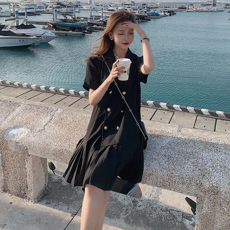 

Large Size Women's Clothing Chiffon Short Sleeve Suit Dress Girl Mid-Length Short Sleeve Skirt Nuyoah