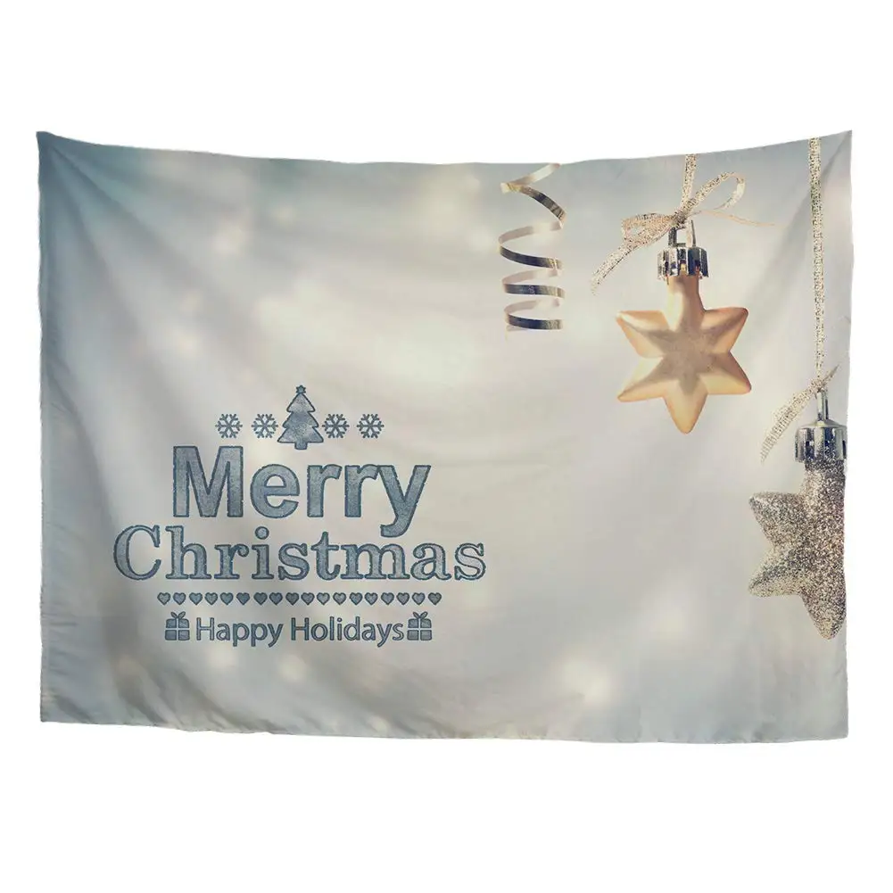 

Merry Christmas Tapestry Wall Hanging Xmas Print Holiday Home Decoration for Bedroom Living Room
