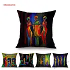 Танцевальная африканская Женская абстрактная картина маслом, украшение для дома, Автомобильная подушка, хлопок, лен, Африка, впечатление, черная подушка с изображением женщины, чехол