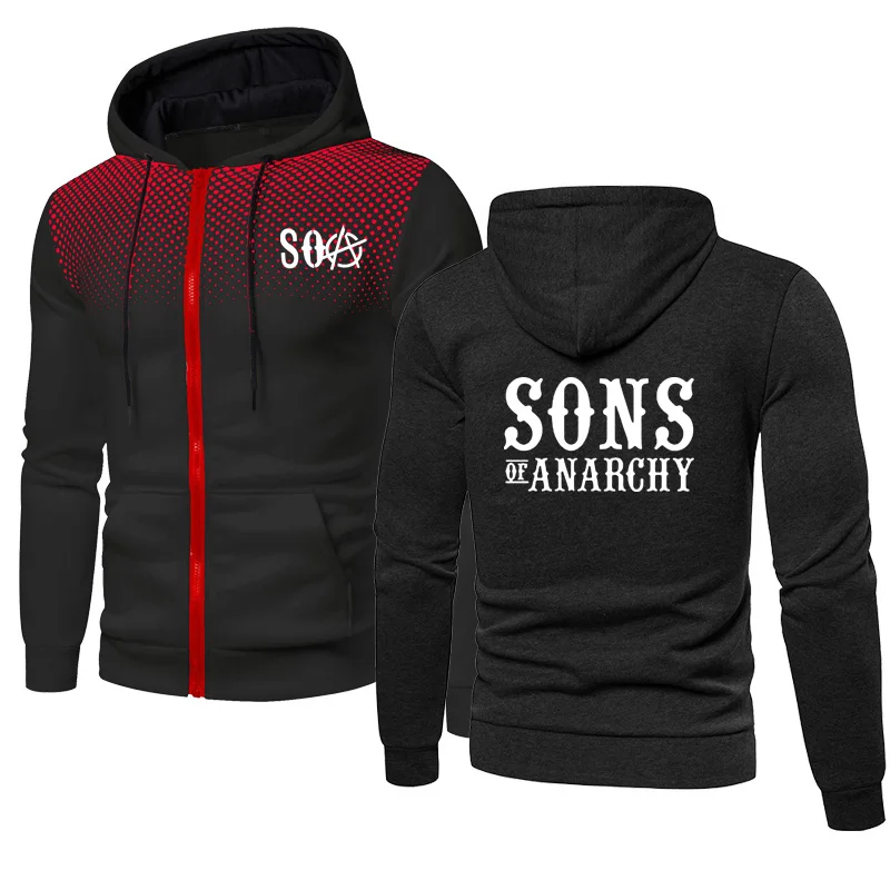 

Casual Spring Autumn Men's jackets SOA Sons of Anarchy the Child SONS Printing Men's Zip Jacket High Quality Cotton Jacket