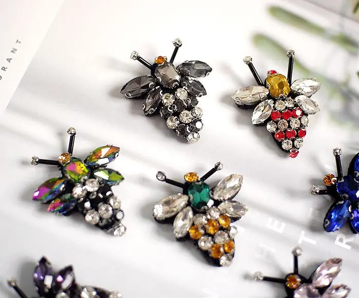 10 шт./лот высококачественные стеклянные кружевные нашивки в виде пчелы стразы