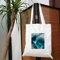 oil painting cloth bag tote bags for women canvas korean designer handbags reusable folding shopping woman shopper shoulder 2021