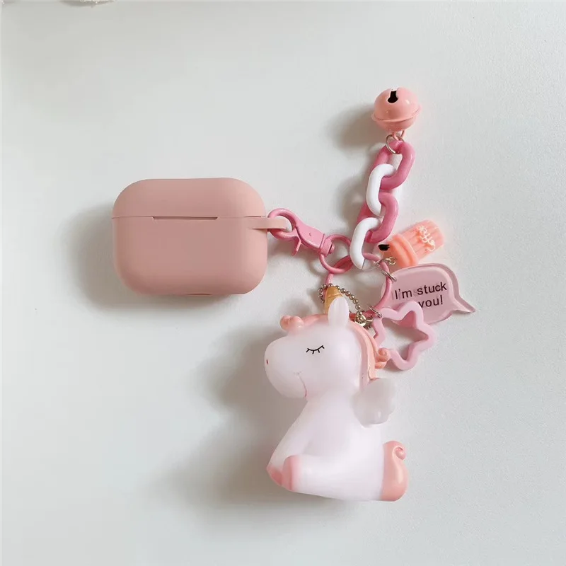 Чехол для AirPods мультяшный с брелоком аксессуары Единорог силиконовый чехол
