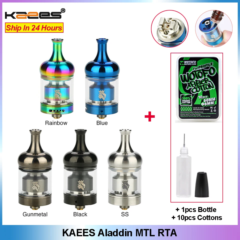 Оригинальный KAEES Aladdin MTL RTA распылитель 510 2 мл/4 мл бак с wotofo хлопковые системы