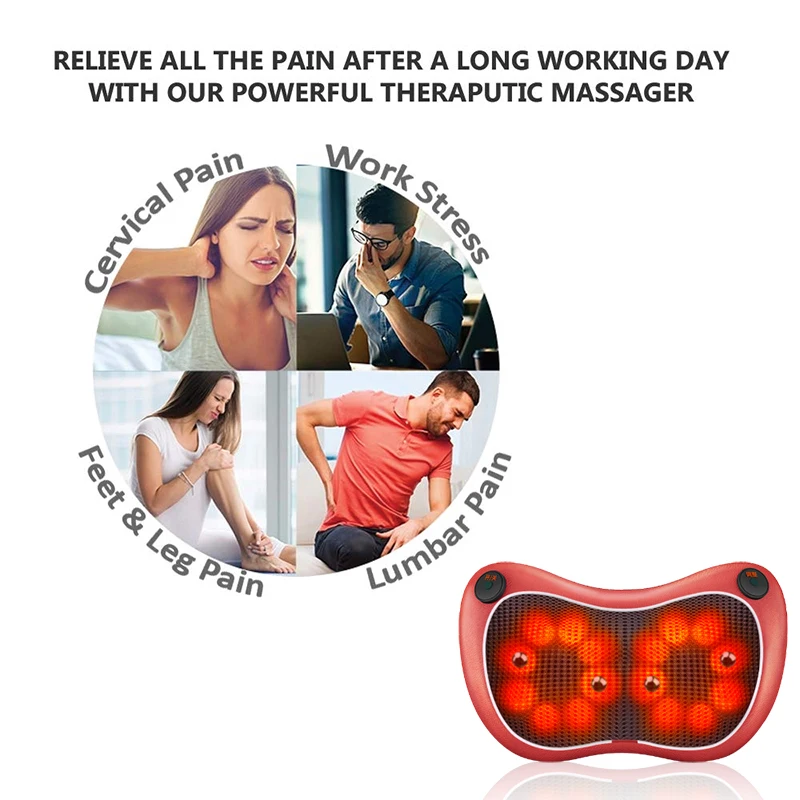 Подушка для массажа шиацу с подогревом 16/8 роликов|Массаж Подушка| |