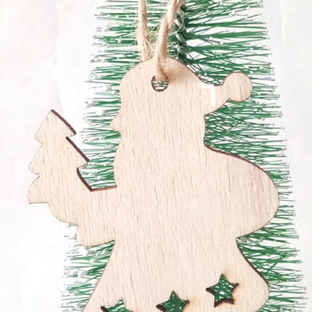 Прочные рождественские украшения 3 шт. DIY натуральный деревянный чипборд