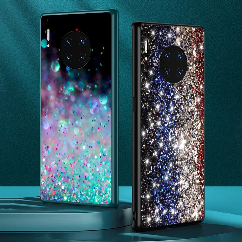 

Glitter Sand Stone for Huawei Mate 40 RS 30 20 X 10 P Smart Z S Lite Pro Plus 2021 2020 2019 2018 Black Phone Case