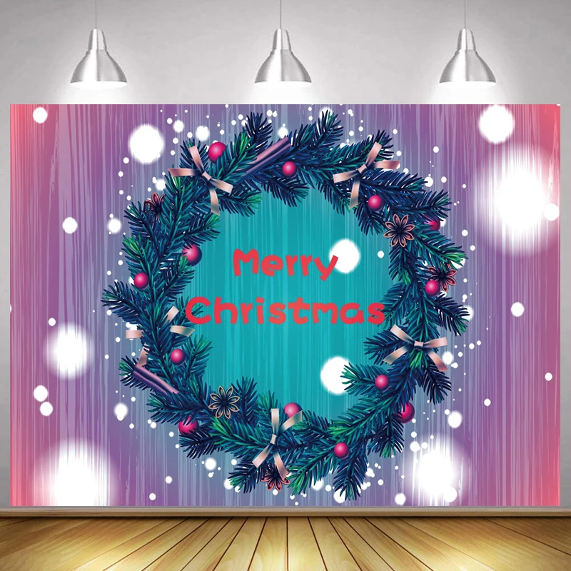 

Merry Christmas Backdrop For Photography Wreath Curtain Happy New Year of 2022 Celebration Banner Photo Background Home Decor