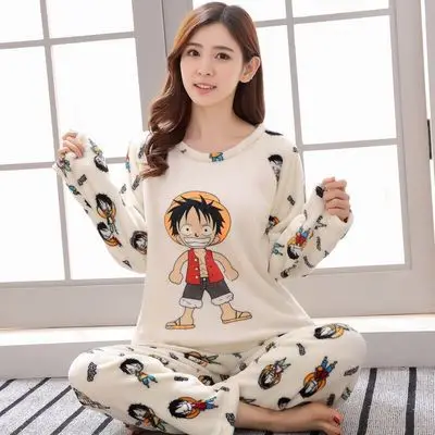 Женская фланелевая теплая Пижама бархатный пижамный комплект в Корейском стиле