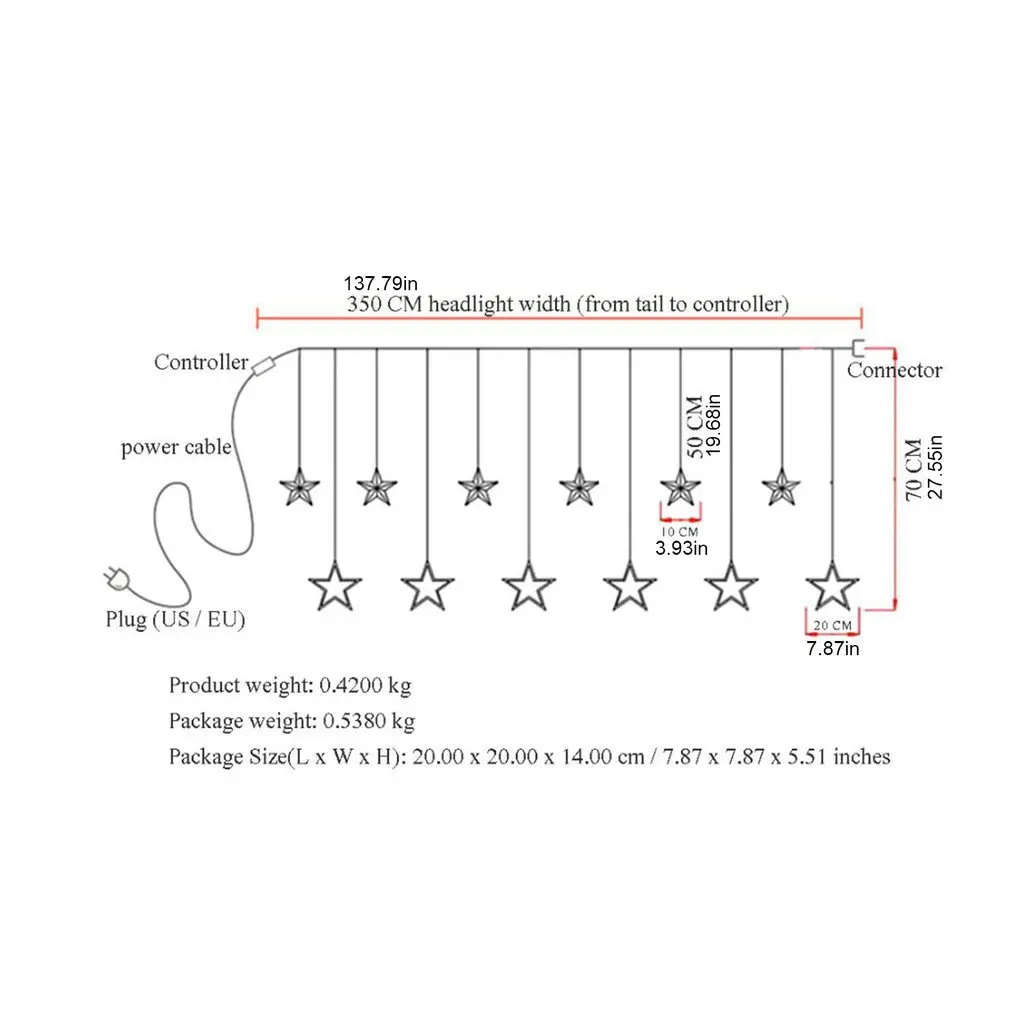 

Christmas Fairy Lights Festoon Led String Lights Star Garland on Window Curtain Indoor Tree Decoration Halloween Wedding Light