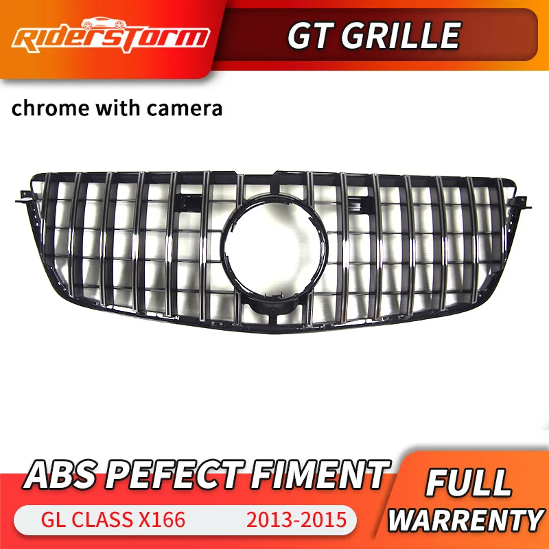 CHROME with cam GL класс GT гриль Вертикальный стиль для Mercedes Benz X166 SUV Авто 2013- GL350 GL400 GL500 подтяжку лица решетка - Цвет: CHROME with cam