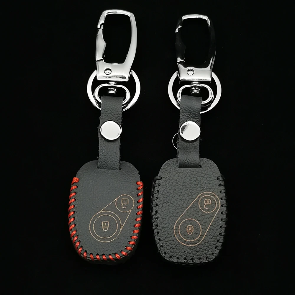 

Leather Car Key Fob Case Cover Set Shell Holder For Honda For Accord CRV Civic Fit Freed StepWGN Two 2 Buttons Remote