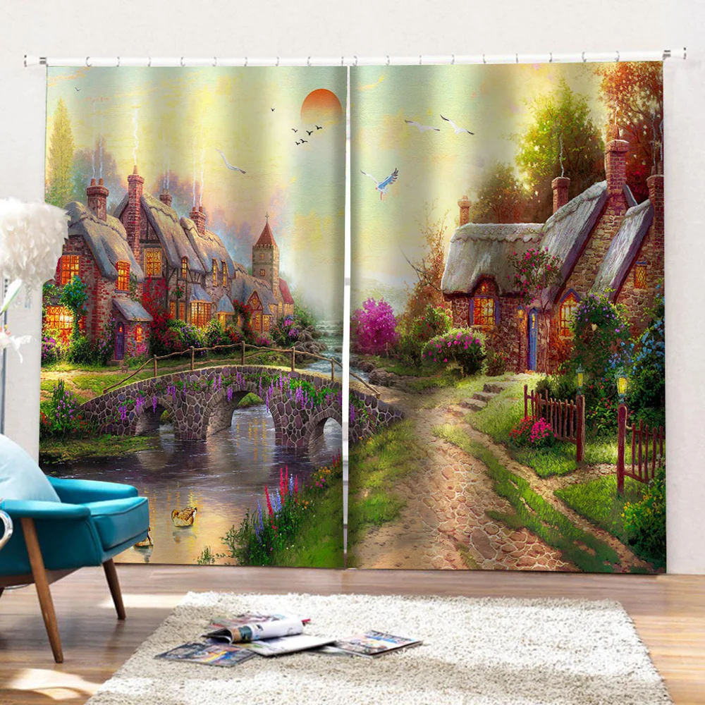 2 шт./комплект занавески на окна с принтом волка | Дом и сад