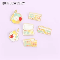 cartoon brush art oil painting brooches watercolor palette enamel lapel pin backpacks anime badge jewelry for friend wholesale