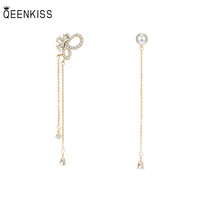 qeenkiss eg7563 fine jewelry wholesale woman birthday wedding gift asymmetric tassel 925 sterling silver needle stud earrings