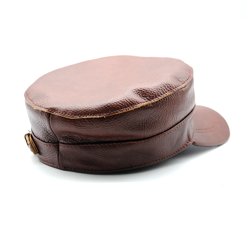 man genuine leather cap hat male winter army military baseball caps hats khaki brown B30 | Аксессуары для одежды
