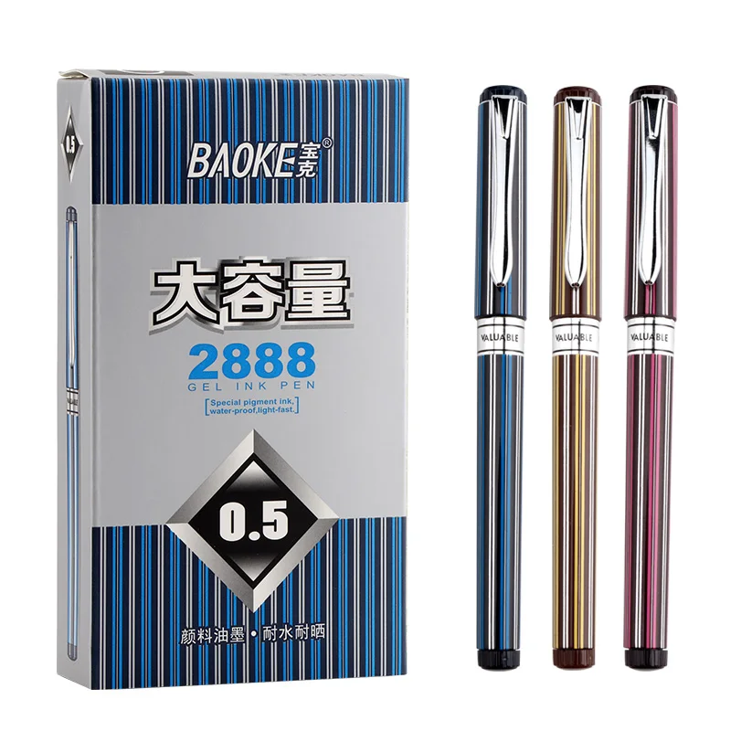 

12 Baoke PC2888 Gel Pen 0.5mm Gel Pen Large-capacity Student Black Ink Pen Carbon Signature Pen Office Supplies