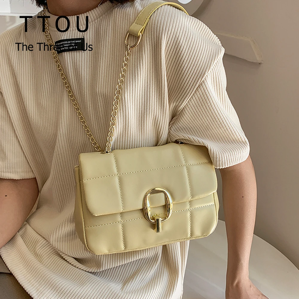 

Plaid Pattern PU Leather Ladies Crossbody Bags 2021 New Fashion Trendy Shoulder Bags Women's Branded Solid Color Female Handbag