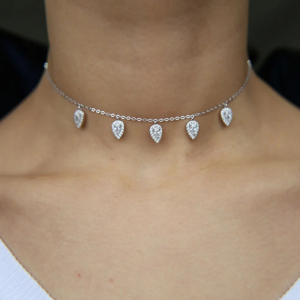 Новинка ожерелье Collares Collier сверкающее блестящее микро Cz слеза капли капельные