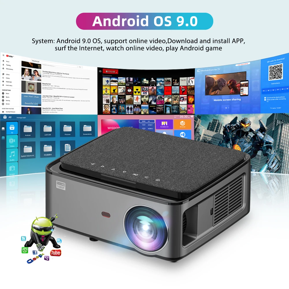 Проектор Rigal Full HD 1080P RD828 Wi-Fi многоэкранный проектор родной 1920x1080P смартфон 3D