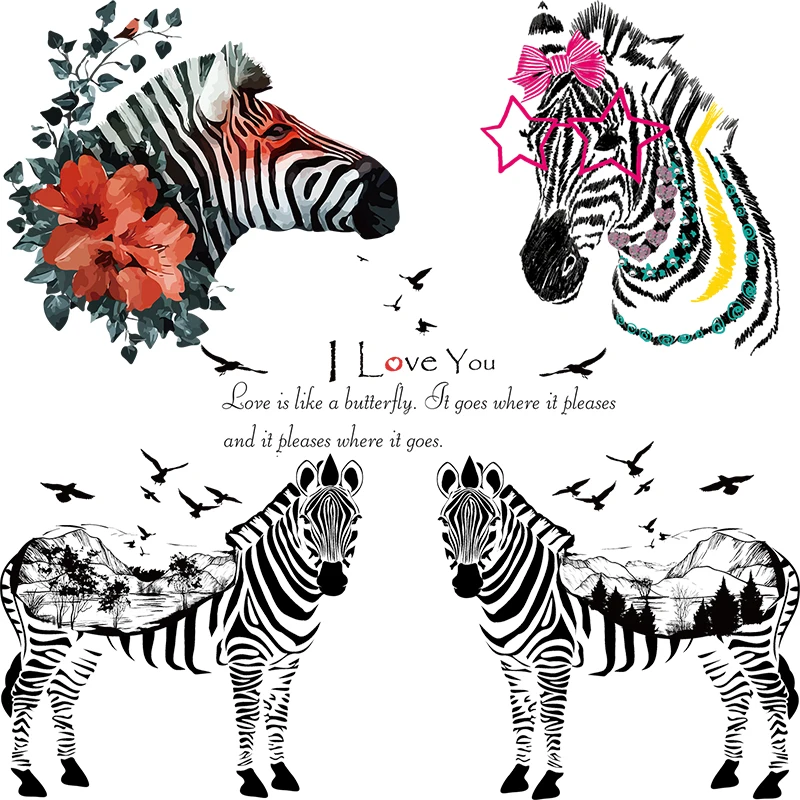 Большие красочные настенные наклейки Зебра сделай сам домашний декор ПВХ бумага