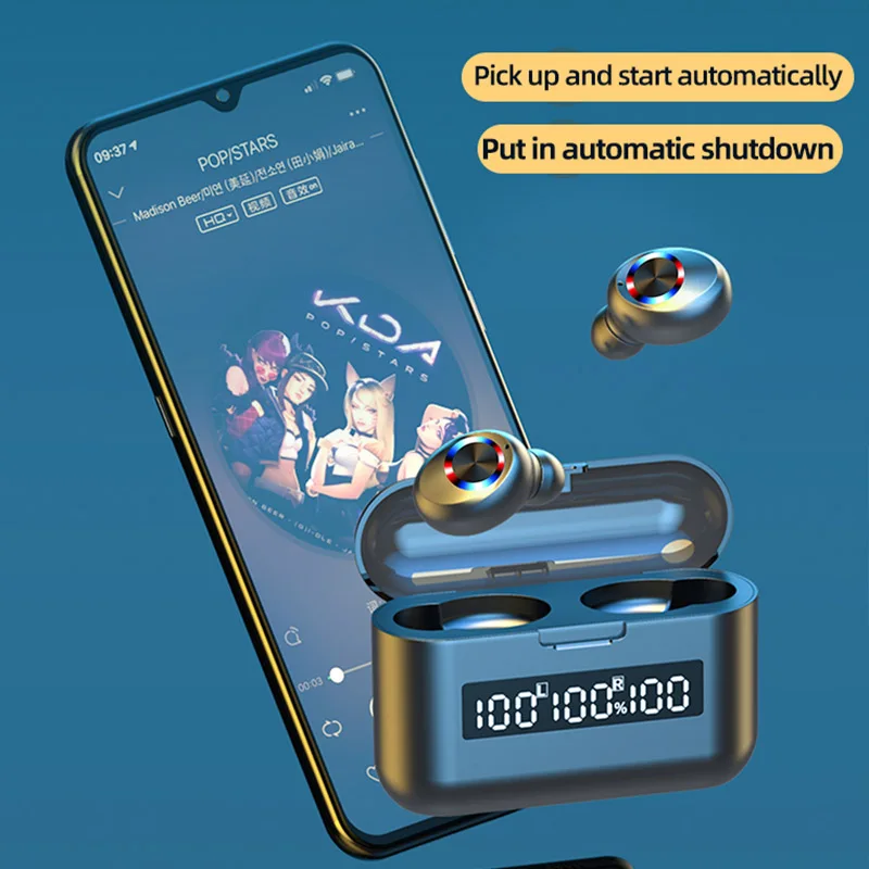 

Bluetooth Earphone LED Wireless Headphones TWS Sport Earbuds With Microphone Stereo True Wireless Noise Canceling HIFI Headset