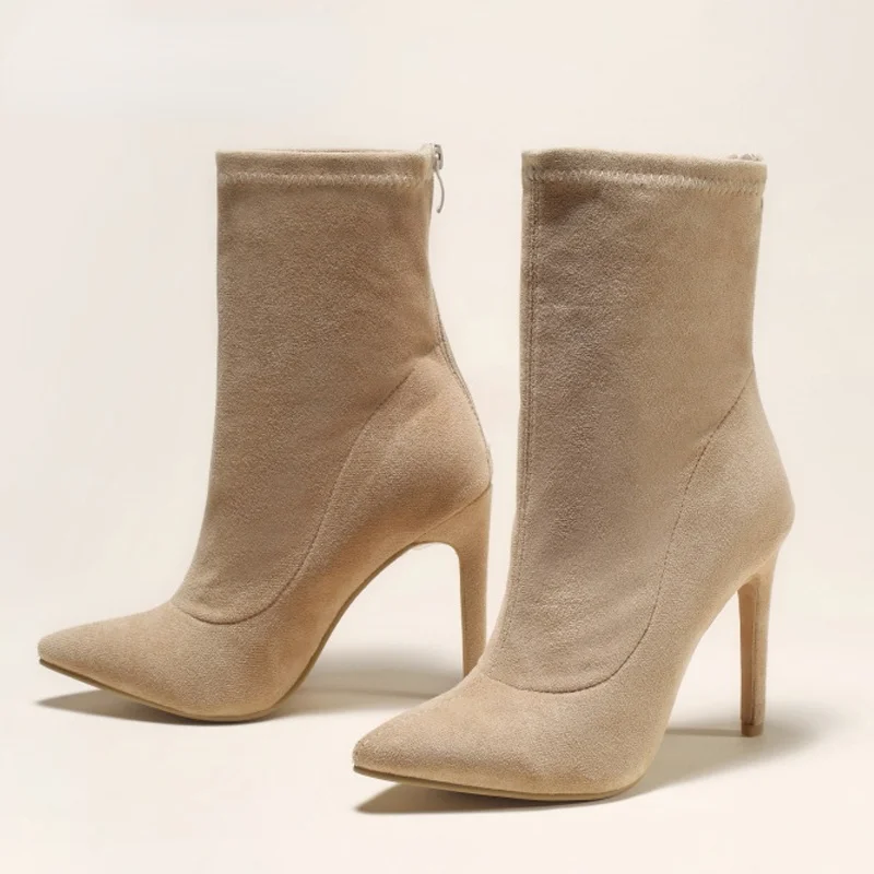 

2021 New Women Ankle Boots Fashion Pointed Toe Autumn Winter Boots Sexy Ladies Party Nightclub High Heels Boots Plus Size 35-42
