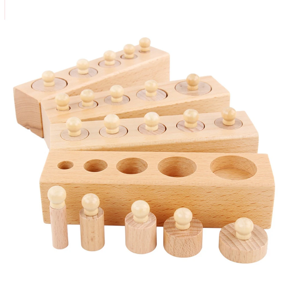 

1 Set Cylinder Socket Blocks Wood Montessori Educational Games Parent-Child Interaction Tool Unisex Wooden Jigsaw Block for Kids