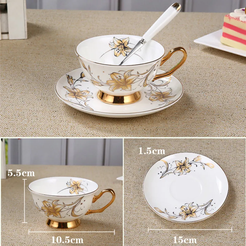 1 set KAWAYE Royal Luxury Bone China Coffee Cup Premium Ceramic Floral Pattern Porcelain Teacup Set Gift 7ZOP06 | Дом и сад