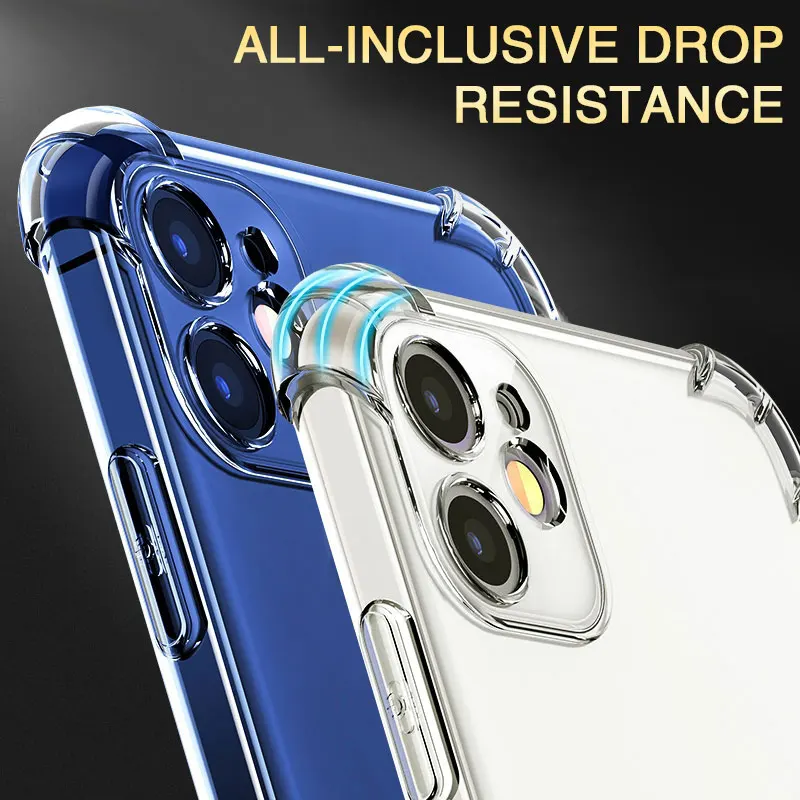 

Transparent Shockproof Silicone Case For iPhone 11 12 X Xr Xs Max Case Silicone Back Cover on iPhone 12 11 Pro Max 8 7 Plus Case