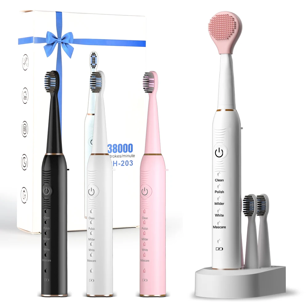 

Sonic Electric Toothbrush IPX7 Waterproof 5 Mode Onekey Operate Washing Face Wireless Rechargeable Toothbrush The Family Gift