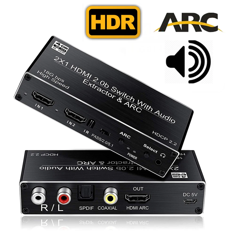 HDMI 2.0b переключатель HDR ARC 2X1 2 0 сплиттер toslink аудио с функция конвертера |