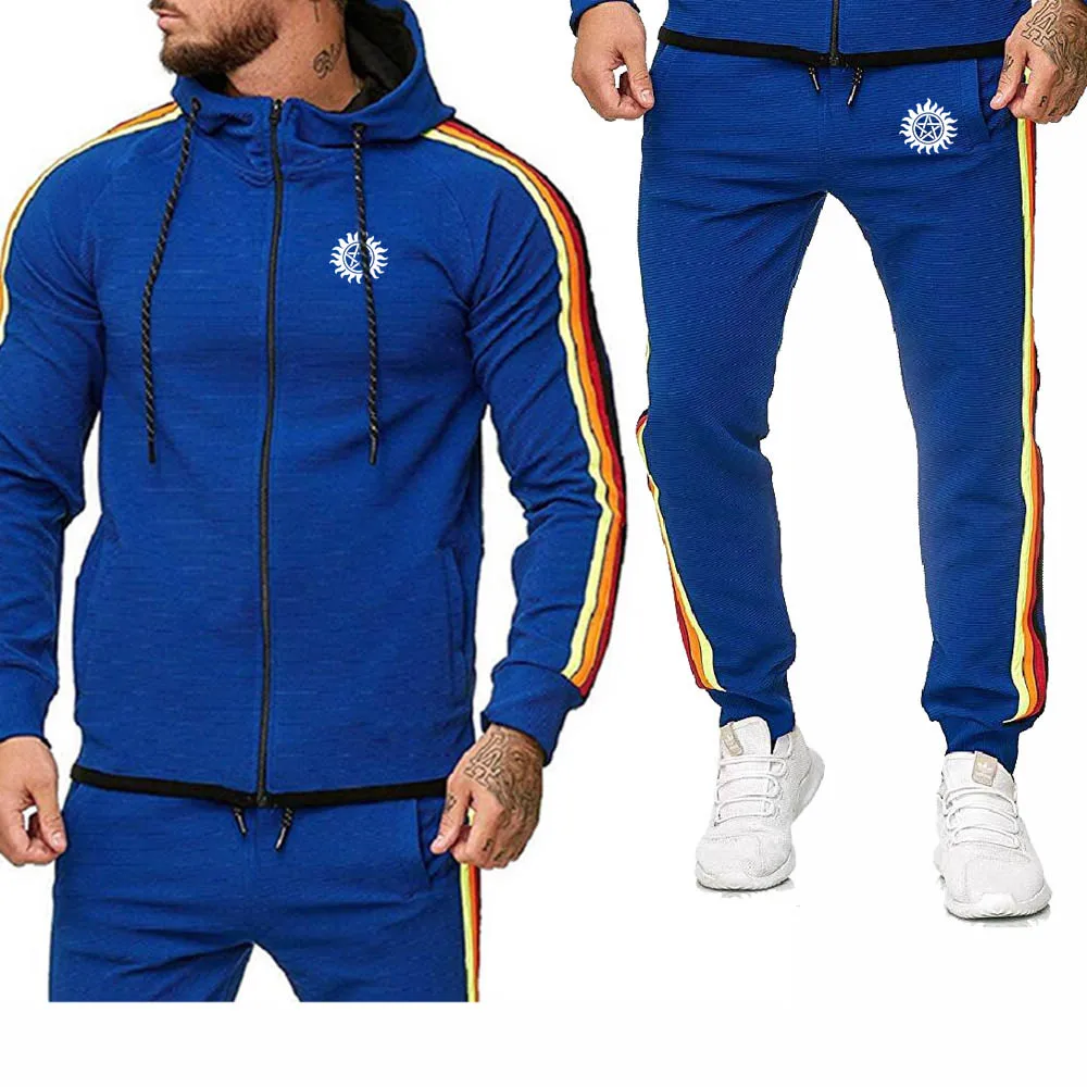 

New Spring Autumn Supernatural Hoodie Men Winchester Bros Mens Hoodies Cotton Men's sweatshirt + sweatpants Suit 2p