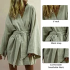 Uefezo со шнуровкой и вырезом на спине для женщин кимоно с v-образным вырезом кардиган мини-платье из хлопка и льна с длинным рукавом, с поясом, платье с короткими рукавами Robe Стиль летние свободные Vestidos