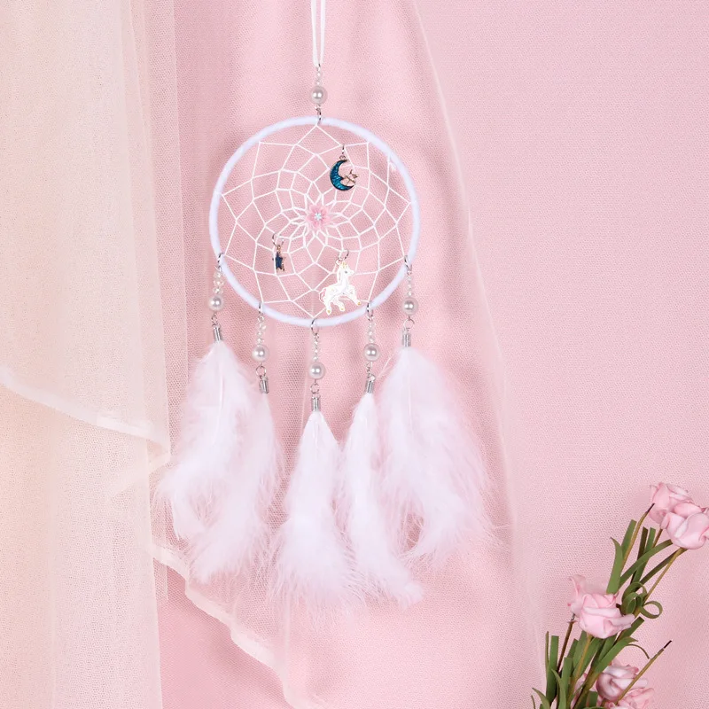 Луной и звездами лошадь Ловец снов стене висит украшение для детей Девушки номер