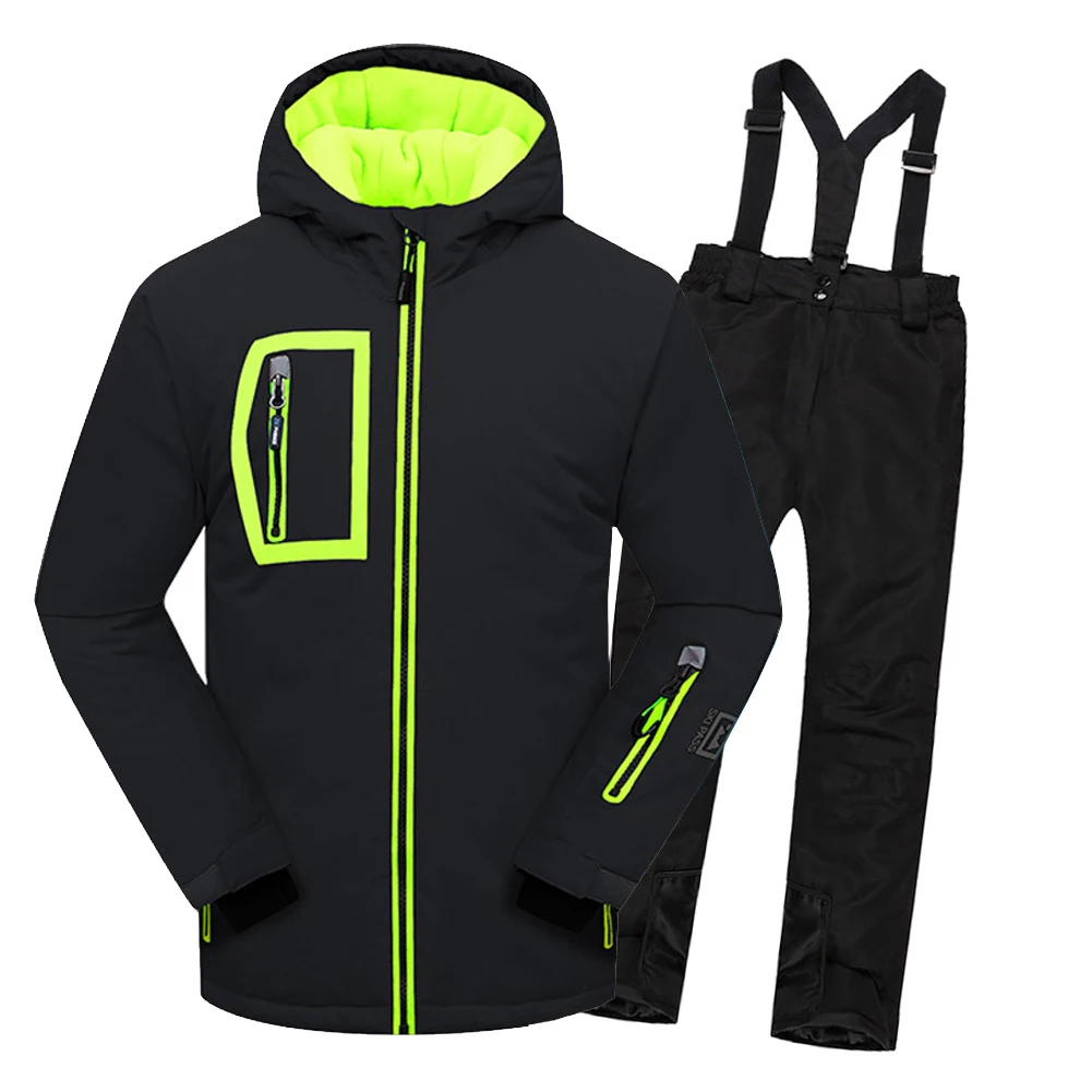 

Kids Ski Sets Warm Coat Skiing Suit Windproof Boys Jackets Bib Pants Clothes Sets Children Outerwear For 3-14 Years