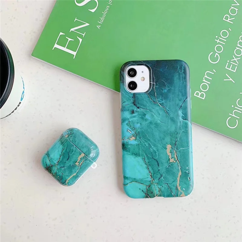 Luxury agate marble Case For iphone 11 11Pro 12 12Pro Max X XR XS 7 8Plus for Apple airpods 1 2 case soft silicone case cover