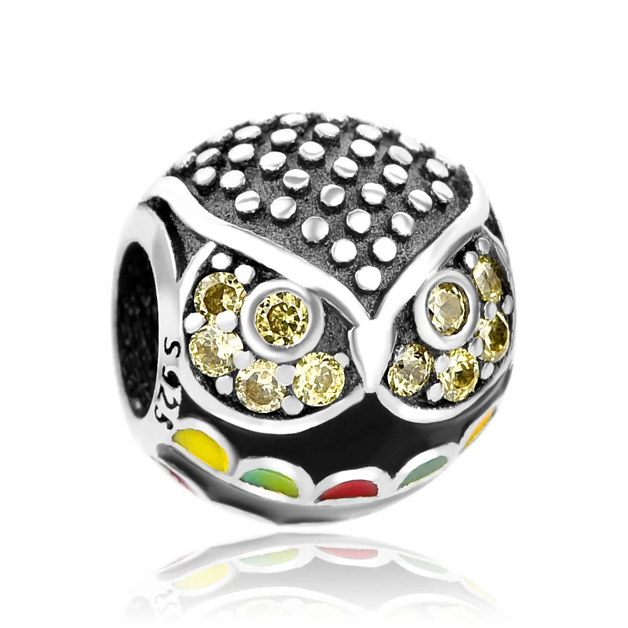 Новые серебряные бусины с бриллиантами сова счастливая кошка мальчишник Орел