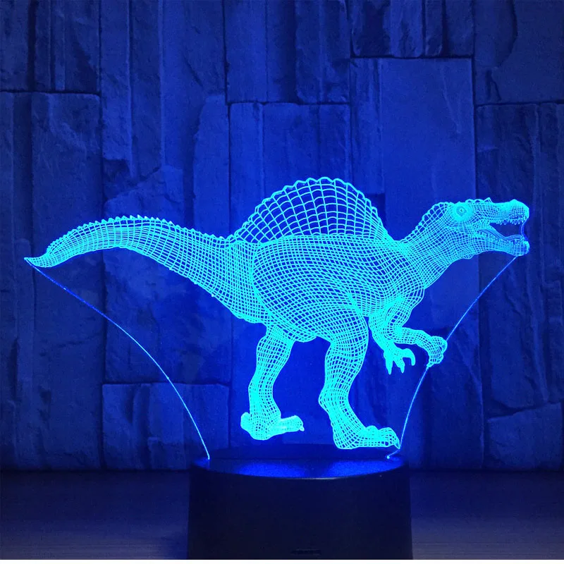 3D светодиодный ночной Светильник динозавр Spinosaurus с 7 цветов светильник для